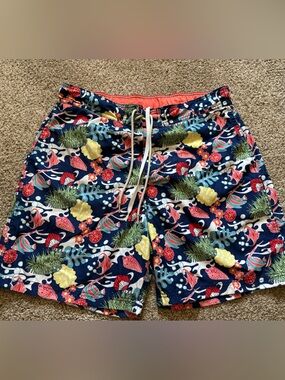 Nautica Navy Floral Coral Drawstring Bermuda Shorts
